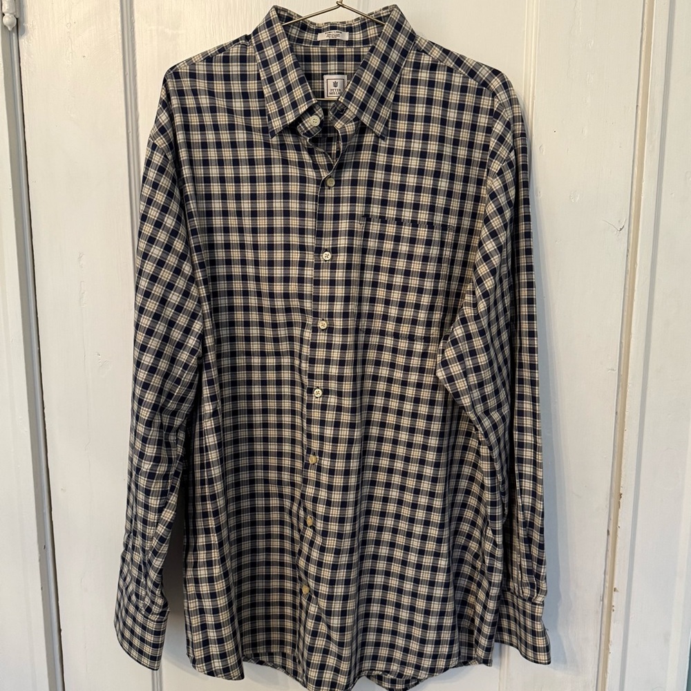 Peter Millar blue & tan men’s dress shirt
